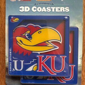 KU Kansas Jayhawks 3D Logo Series 2 Pack Coaster